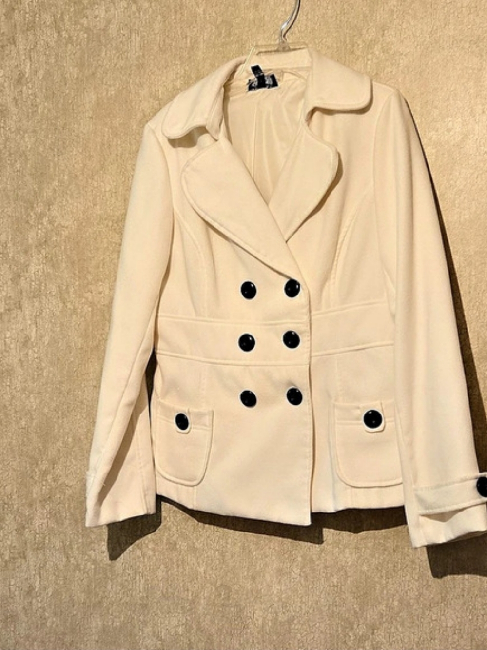 I.N. San Francisco Double-Breasted Pea Coat in Cream XL Like New